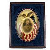 Framed WWI Patriotic Soldier Portrait