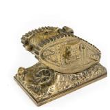 WWI Trench Art British Mark IV Tank Inkwell