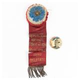 1892 RNC Ribbon & T. Roosevelt Button
