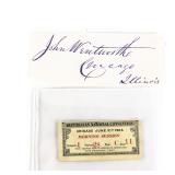 1904 RNC Ticket & Mayor John Wentworth Auto