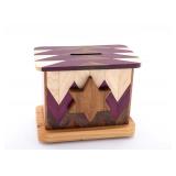 AN INLAID WOOD CHARITY CONTAINER. American, modern
