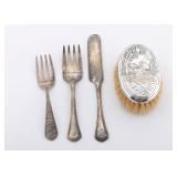 A GROUP OF FOUR STERLING SILVER CHILDREN'S UTENSILS - TIFFANY