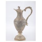 A MAGNIFICENT INDIAN COLONIAL SILVER WINE CLARET JUG. India, c. 1880