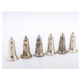 A GROUP OF 6 STERLING SILVER SALT AND PEPPER SHAKERS
