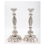 A PAIR OF FANCY SILVER RUSSIAN CANDLESTICKS. 1857