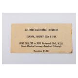 AN EXTREMELY RARE CONCERT TICKET FROM A SHLOMO CARLEBACH CONCERT IN LOST ANGELES, C. 1970