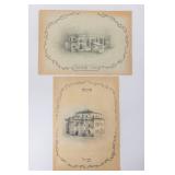 TWO RARE DRAWINGS FROM THE KLOIZ AND SHUL IN UMAN, UKRAINE C. 1920.
