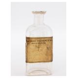 A RARE GLASS ANTIQUE MEDICINE BOTTLE FROM THE PHILADELPHIA JEWISH HOSPITAL.