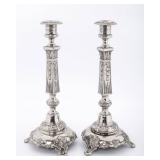 A MASSIVE PAIR OF RUSSIAN SILVER CANDLESTICKS BY JOSEF EHRELICH, Warsaw, c. 1890