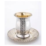 A STERLING SILV ER KIDDUSH CUP WITH UNDERPLATE. PROBABLY Israel, c. 2000.