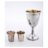 THREE STERLING SILVER KIDDUSH CUPS. American, c. 1900.