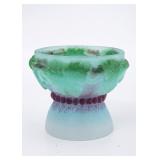 A PATE DE VERRE KIDDUSH GOBLET BY ELLEN ABBOTT AND MARC LEVA.