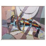 SCHIFF. Midcenturey abstract painting. Oil on Canvas. USA