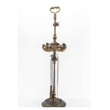 A LARGE BRASS OIL LAMP. India, early 20th century.