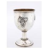 A LARGE STERLING SILVER KIDDUSH GOBLET. Probably Israel, modern.