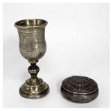 Russian .875 Silver Cordial Cup & Compact