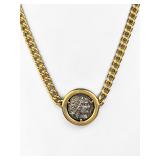 14K Italian Yellow Gold & Roman Coin Necklace