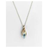 10K Yellow Gold & Blue Topaz Necklace