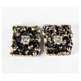 14K Gold Nugget & Diamond Earrings