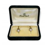 14K Yellow Gold Mikimoto Pearl Earrings