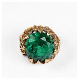 14K Yellow Gold & Green Stone Ladies Ring