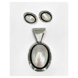 Carol Felley Sterling Silver & Mother of Pearl Earrings & Pendant