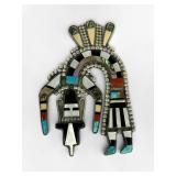 Zuni Silver & Multi-Stone Inlay Brooch