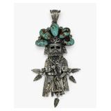 James Mason Sterling Silver & Turquoise Kachina Pendant