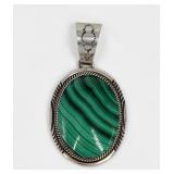 Pat Yazzie Sterling Silver & Malachite Pendant