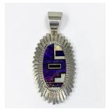 Randy Hoskie Navajo Sterling Silver, Sugilite, & Opal Pendant
