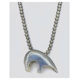 Zuni Silver Bear Pendant Necklace