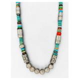 Tommy Singer Handcrafted Navajo Sterling Silver Multi-Stone Necklace