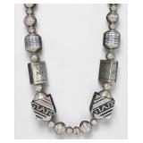 Tommy Singer Navajo Sterling Silver Geometric Beaded Necklace