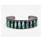 Vintage Silver & Turquoise Native American Cuff