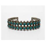 Zuni Sterling Silver & Turquoise Petit Point Cuff