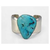 J. Nelson Navajo Sterling Silver & Turquoise Cuff