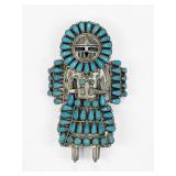 Larry Moses Begay Sterling Silver & Turquoise Kachina Cuff