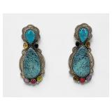 Sterling & Multi-Stone Navajo Earrings