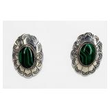 Jason Livingston Sterling & Green Malachite Earrings