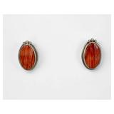 Navajo-Style Sterling & Coral Earrings