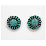Larry Moses Begay Sterling & Turquoise Earrings