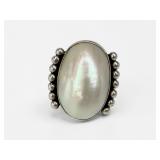 James Linkin Navajo Mother of Pearl Sterling Silver Ring