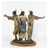 Marie Barbera 'They Dance the Dance, They Chant the Chant' Bronze Sculpture