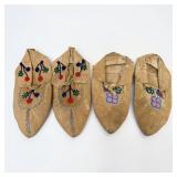 (2) Pairs of Native American Beaded Hide Moccasins (B)