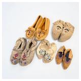 (5) Pairs of Child's Native American Beaded Hide Moccasins