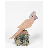 Hand-Carved Brazilian Rose Quartz Cockatoo