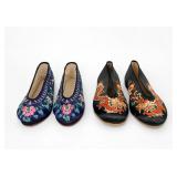 (2) Pairs of Chinese Silk Shoes