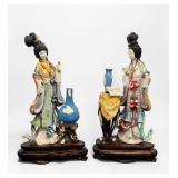 Pair of Chinese Painted Bone Figures