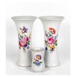 (3) Meissen Flower Motif Vases
