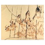 Leroy Neiman 'Wooden Horse Carousel' Watercolor on Paper